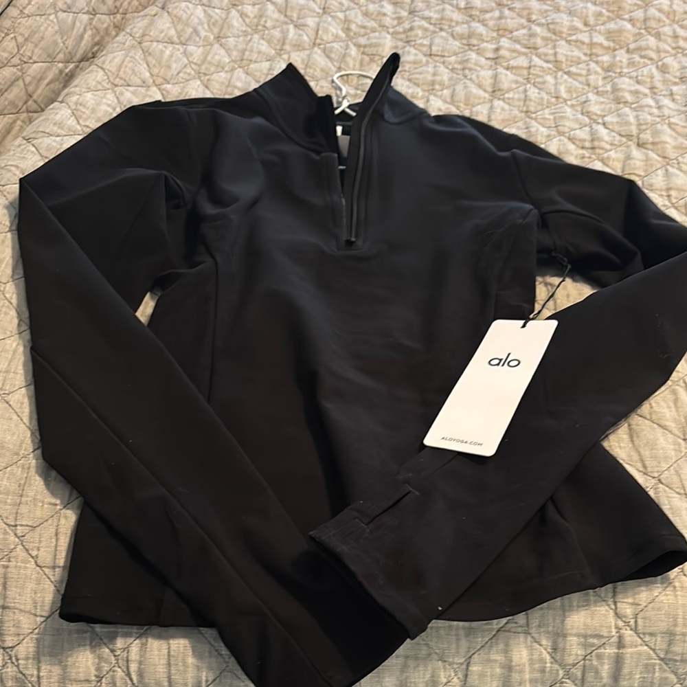 Alo Black Athletic Quarter-Zip Top